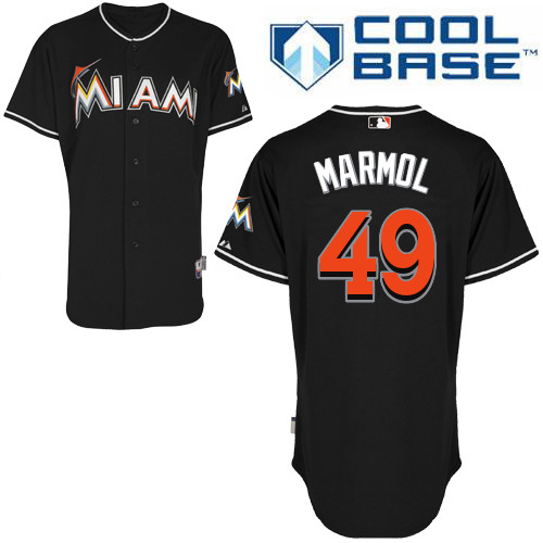 Carlos Marmol #49 MLB Jersey-Miami Marlins Men's Authentic Alternate 2 Black Cool Base Baseball Jersey
